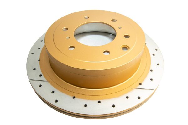 DBA Street Series X-Gold Drilled & Slotted Rear Disc & Street Performance Pad Kit 332mm for Mitsubishi Pajero