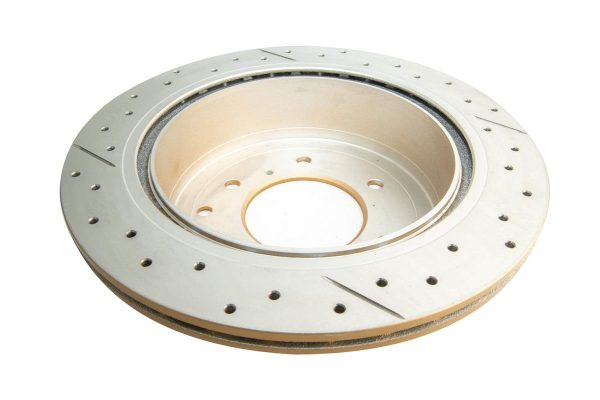 DBA Street Series X-Gold Drilled & Slotted Rear Disc & Street Performance Pad Kit 332mm for Mitsubishi Pajero